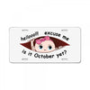 October Peeking Out Baby Girl License Plate
