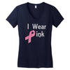junior's breast cancer awareness i wear pink Women's V-Neck T-Shirt