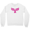 breast cancer ribbon with wing Crewneck Sweatshirt