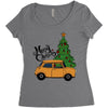 merry christmas car Women's Triblend Scoop T-shirt