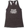 my gun is bigger Racerback Tank