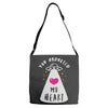 you abducted my heart Adjustable Strap Totes
