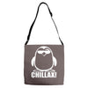 penguin chillax funny new Adjustable Strap Totes