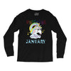 unicorns are born in january cute unicorn Long Sleeve Shirts