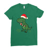 christmas dinosaur Ladies Fitted T-Shirt