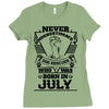 Never Underestimate Dog Rescuer Who Was Born July Ladies Fitted T-Shirt