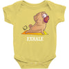 yoga pug exhale Baby Bodysuit