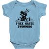 trex hates swimming Baby Onesie