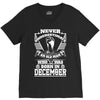 Never Underestimate Old Man Who Was Born December V-Neck Tee
