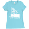 man tasking Ladies Fitted T-Shirt