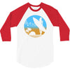 beach surfer silhouette birds sand waves palm 3/4 Sleeve Shirt