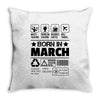 Born In March Throw Pillow