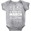 Born In March Baby Onesie