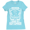 Never Underestimate Dog Rescuer Who Was Born September Ladies Fitted T-Shirt