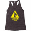 caution shapes being thrown printed Racerback Tank