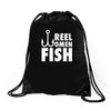 reel legend funn Drawstring Bags