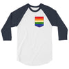 LGBT Pocket Rainbow Colors 3/4 Sleeve Shirt
