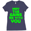 gym gains fitness slogan Ladies Fitted T-Shirt