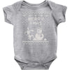 christmas funny dog &amp; snowman Baby Onesie