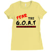 the goat white t shirt greatest of all time basketball baseball footba Ladies Fitted T-Shirt
