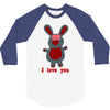 i love you bunny hare rabbit cupid couple kiss fun 3/4 Sleeve Shirt