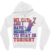 my cat and i stay in tonight Zipper Hoodie