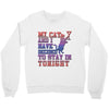 my cat and i stay in tonight Crewneck Sweatshirt