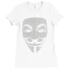 v for vendetta mask guy fawkes cool girls womens cotton t shirt dw01 Ladies Fitted T-Shirt