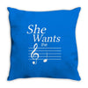 she wants the d black Throw Pillow