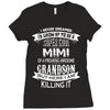 Super Cool Mimi Of A Freaking Awesome Grandson Ladies Fitted T-Shirt