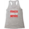 please drag across the finish line Racerback Tank