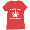 kiss me i'm highrish Ladies Fitted T-Shirt