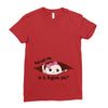 August Peeking Out Baby Girl Ladies Fitted T-Shirt