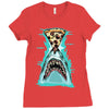 pizza shark graphic Ladies Fitted T-Shirt
