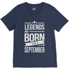 legends are born in september V-Neck Tee