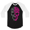 two coloured patterned skull   mens funny 3/4 Sleeve Shirt