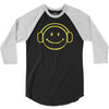 smiley dj techno,club,dance,music,rave retro 3/4 Sleeve Shirt