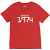 made in 1974 birthday celebration funny retro V-Neck Tee