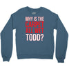 why is the carpet wet todd Crewneck Sweatshirt