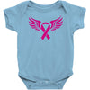 breast cancer ribbon with wing Baby Onesie