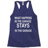 stays in the garage Racerback Tank