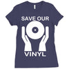save our vinyl dj club Ladies Fitted T-Shirt