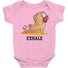 yoga pug exhale Baby Bodysuit