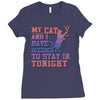 my cat and i stay in tonight Ladies Fitted T-Shirt
