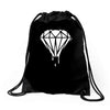 dripping diamond logo Drawstring Bags