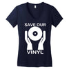 save our vinyl dj club Women's V-Neck T-Shirt