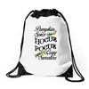 pumpkin spice hocus pocus and cozy sweaters Drawstring Bags
