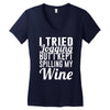 i tried jogging but i kept spilling my wine Women's V-Neck T-Shirt