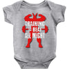 train to beat all might Baby Onesie