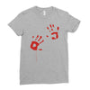 bloody hand print funny zombie kill undead blood horror killer Ladies Fitted T-Shirt